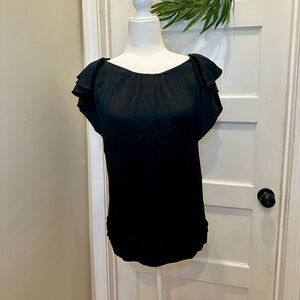 Diane von Furstenberg Silk Top Short Sleeve T-shirt Blouse Women Black Size 8